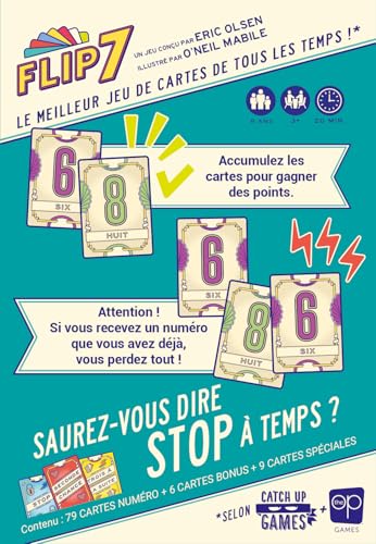 Catch Up Games Flip 7 Jeu de société pour adultes à jouer en famille, convient pour des soirées entre amis - amusant et 